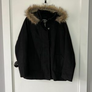 Black wool hooded coat